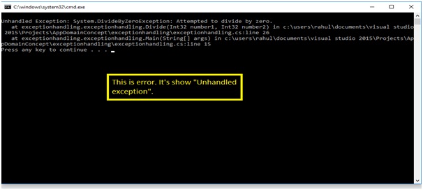 Exception Handling in C# using example step by step